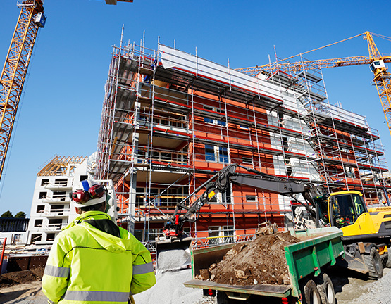 Building site with scaffolding