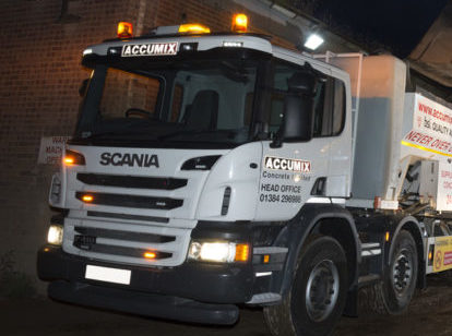 White Accumix lorry