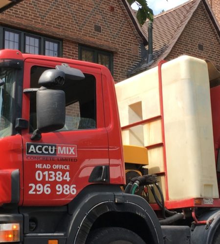 Accumix lorry outside house